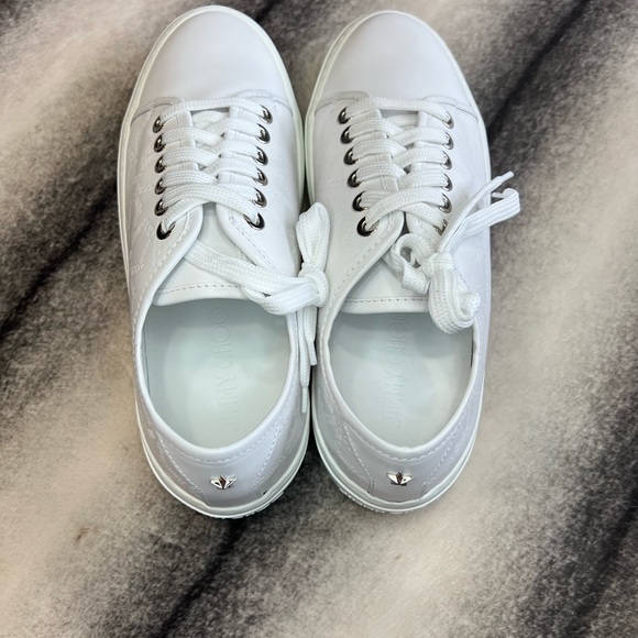 Jimmy Choo Aidan Leather Embossed Jimmy Choo Star Logo Sneakers - Picture 5 of 12